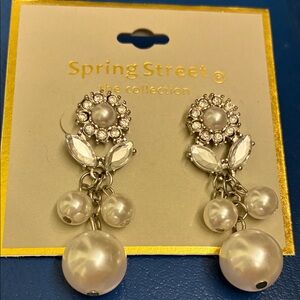 Spring Street Silver Floral Pearl Earrings